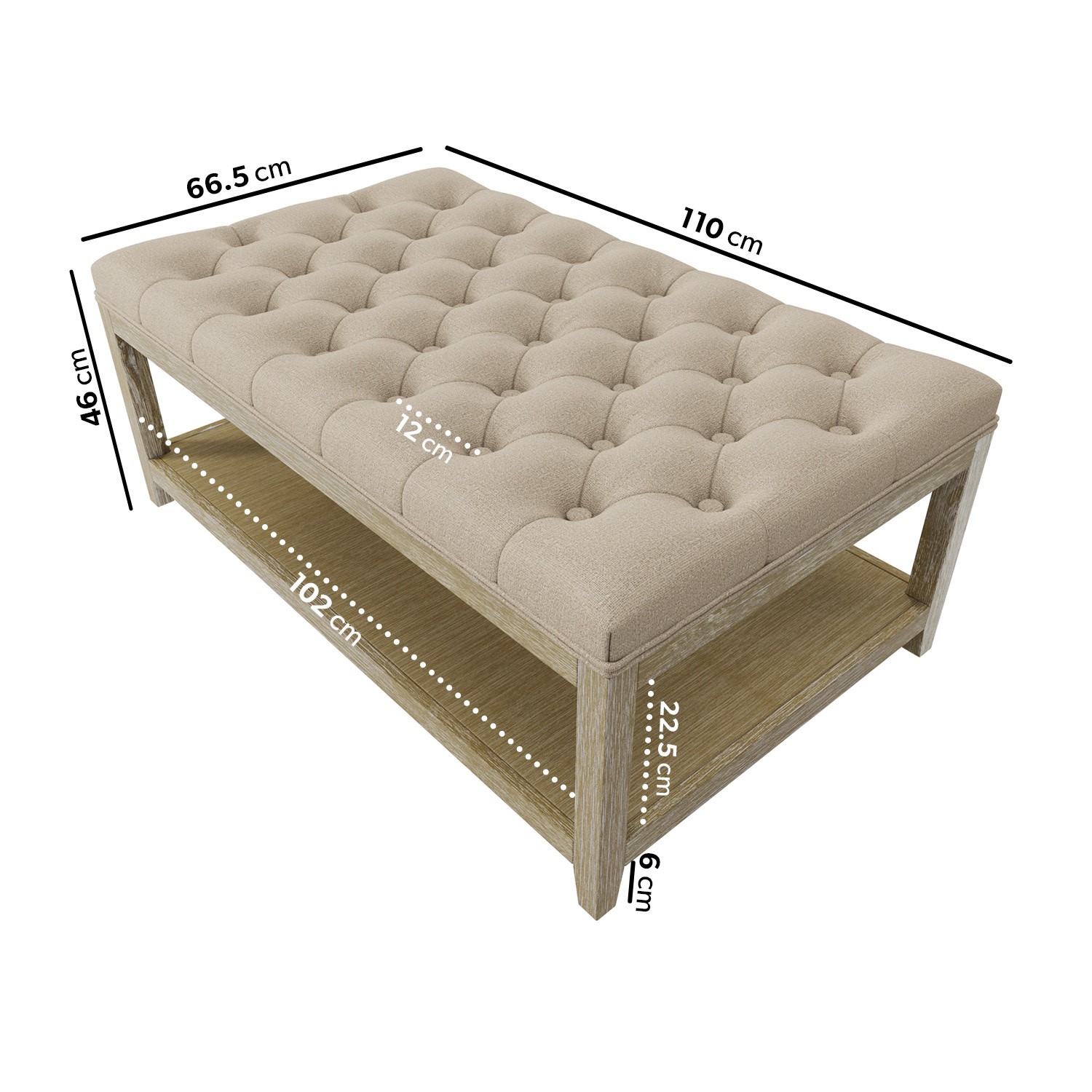 Read more about Small rectangular beige linen upholstered coffee table lillian